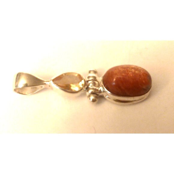 Sunstone and Citrine Sterling Silver hinged Pendant (1604) - Picture 2 of 6